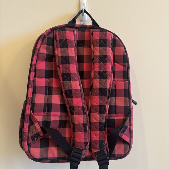 NEW Vera Bradley Iconic Campus Backpack Garnet Buffalo Check Christmas Red Plaid - Picture 3 of 16